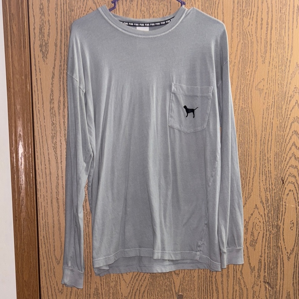PINK Victoria's Secret Gray Long Sleeve Tee